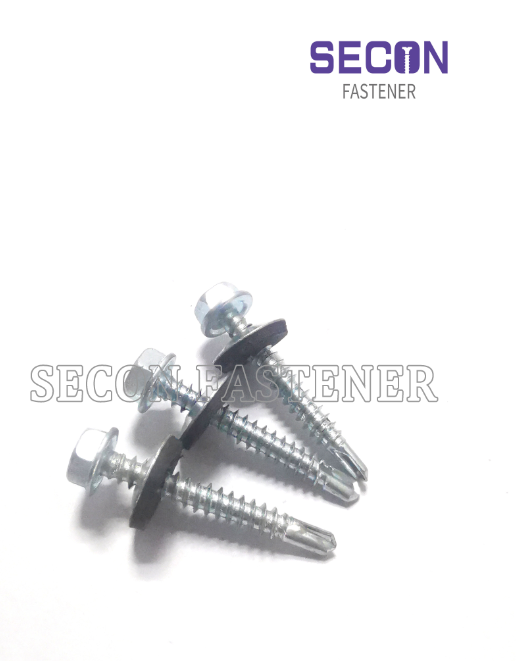 Hex washer head self drilling screws with EPDM steel bonded washer Zinc Plated